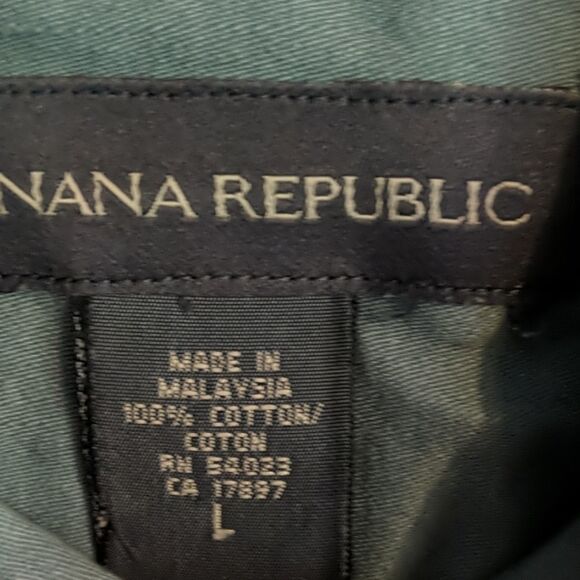 Banana Republic army green dress shirt Sz. L - Picture 5 of 6